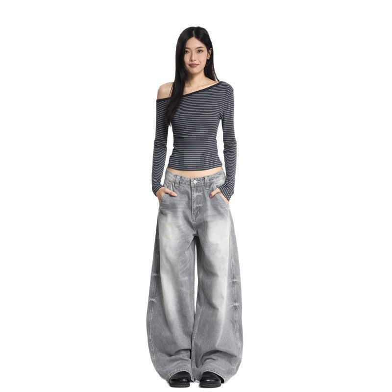 Wide Leg Oversized Knife Cut Jeans For Women | MuddyStock Originals