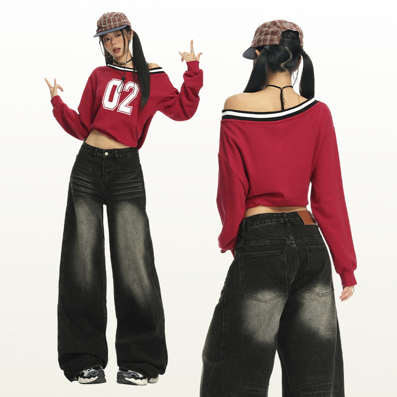 High Street Washed Loose High-Waisted Wide-Leg Jeans for Women | MuddyStock Originals