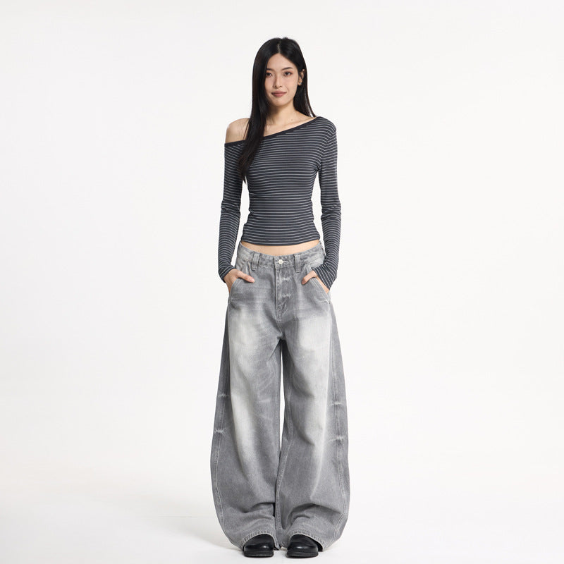 Wide Leg Oversized Knife Cut Jeans For Women | MuddyStock Originals