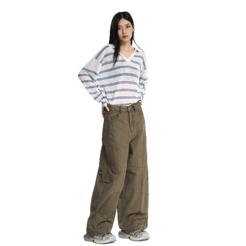 Dark Gray Wide-Leg Cargo Knife Pants For Women | MuddyStock Originals