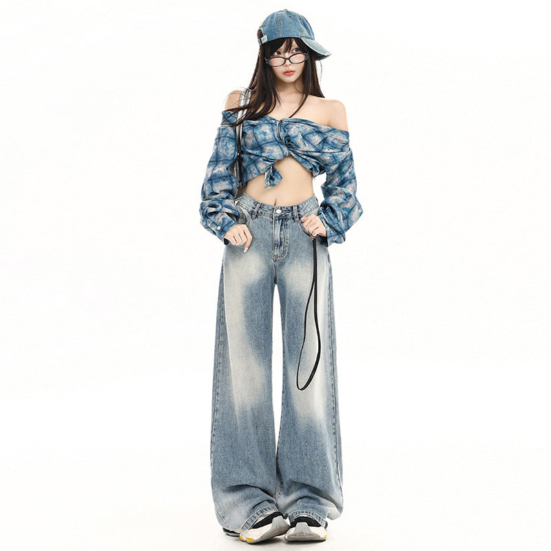 Wide-Leg Loose Drape Straight Jeans For Women | MuddyStock Originals