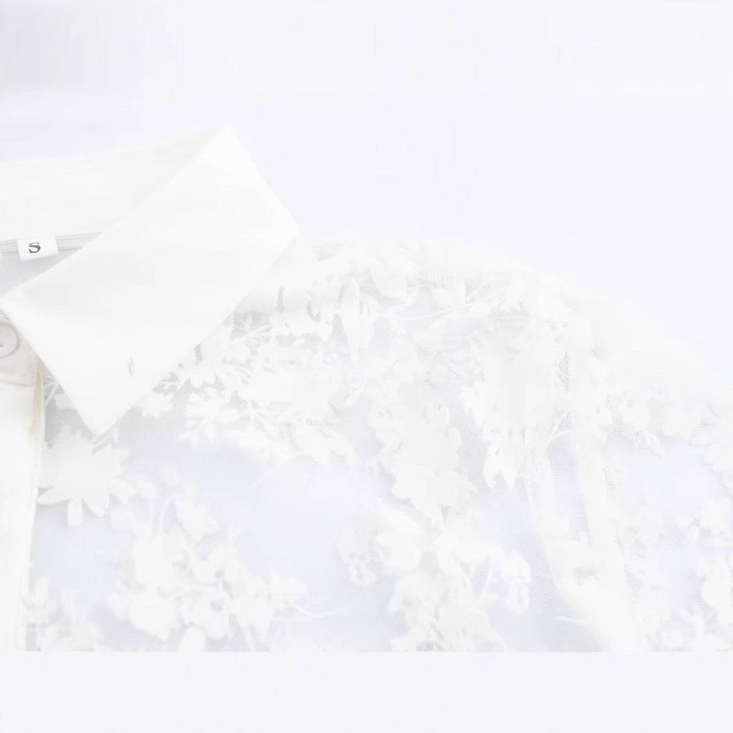 Flip collar see through loose and versatile shirt top for women | MuddyStock Originals MuddyStock