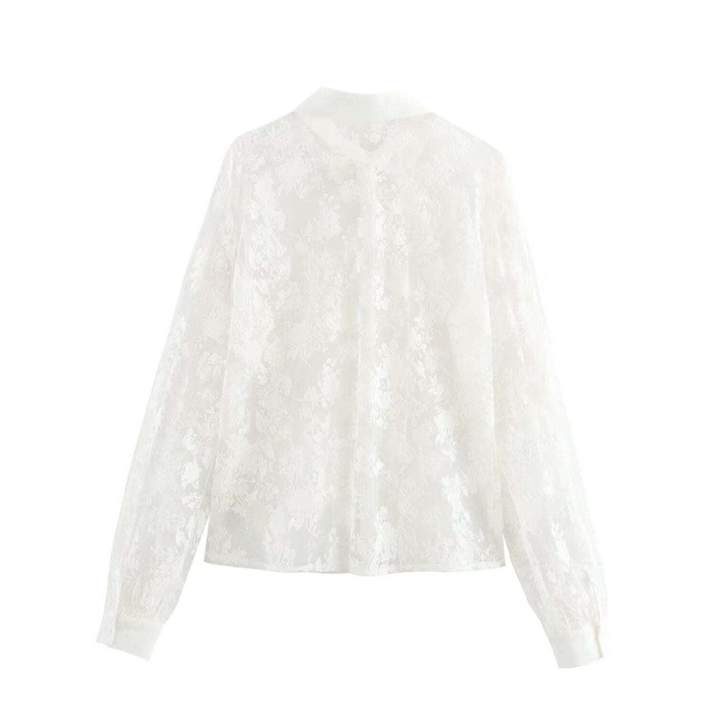 Flip collar see through loose and versatile shirt top for women | MuddyStock Originals MuddyStock