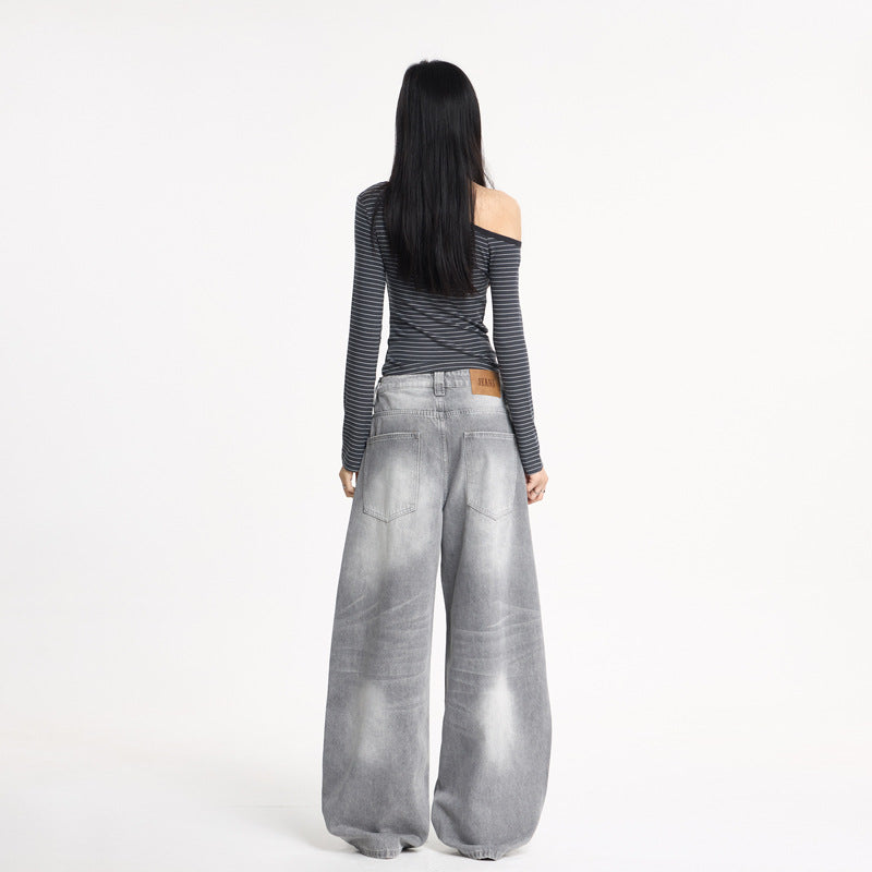 Wide Leg Oversized Knife Cut Jeans For Women | MuddyStock Originals