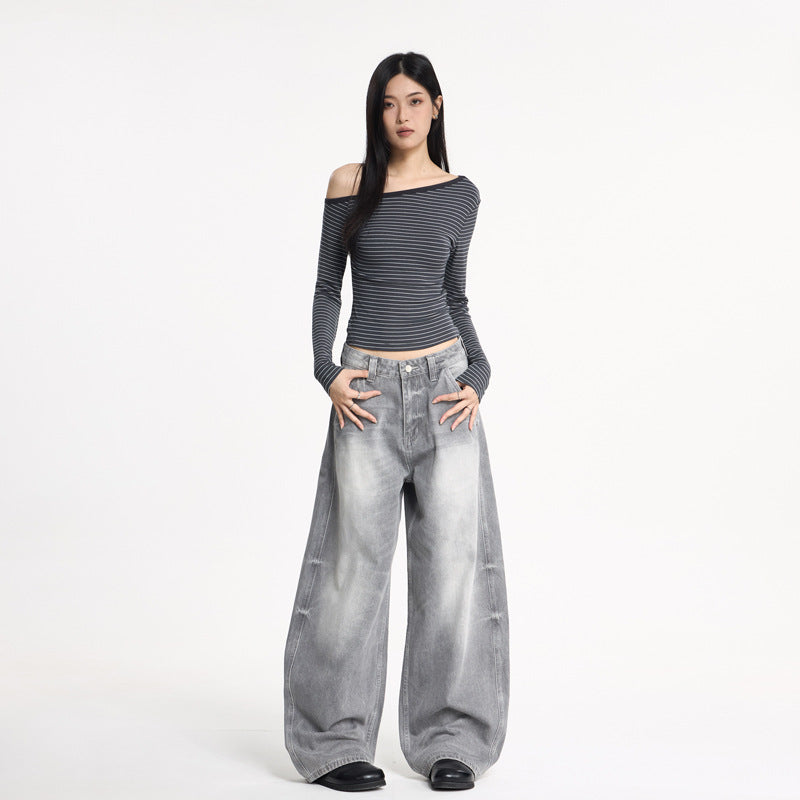Wide Leg Oversized Knife Cut Jeans For Women | MuddyStock Originals