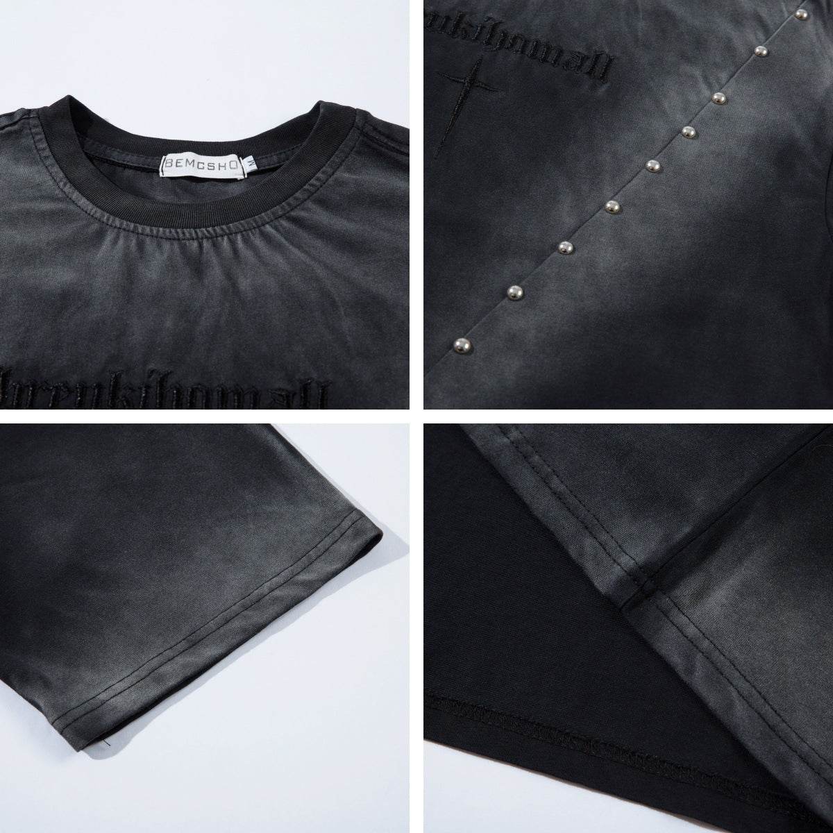 Streetwear Washed Beaded Short Sleeve T-Shirt For Men And Women | MuddyStock Originals MuddyStock
