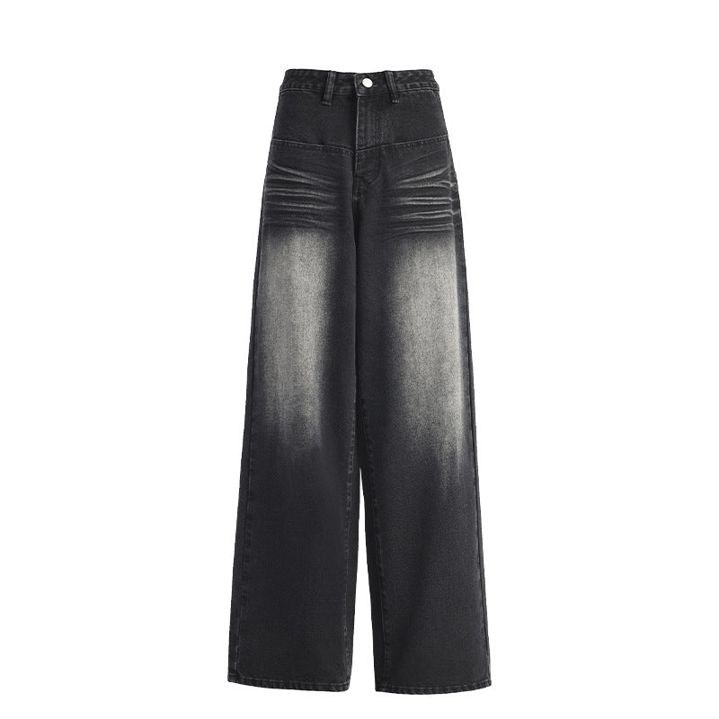 High Street Washed Loose High-Waisted Wide-Leg Jeans for Women | MuddyStock Originals