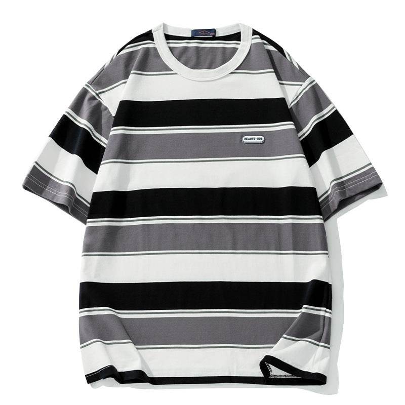 Striped loose short sleeved T-shirt For Men And Women | MuddyStock Originals Black Stripes MuddyStock