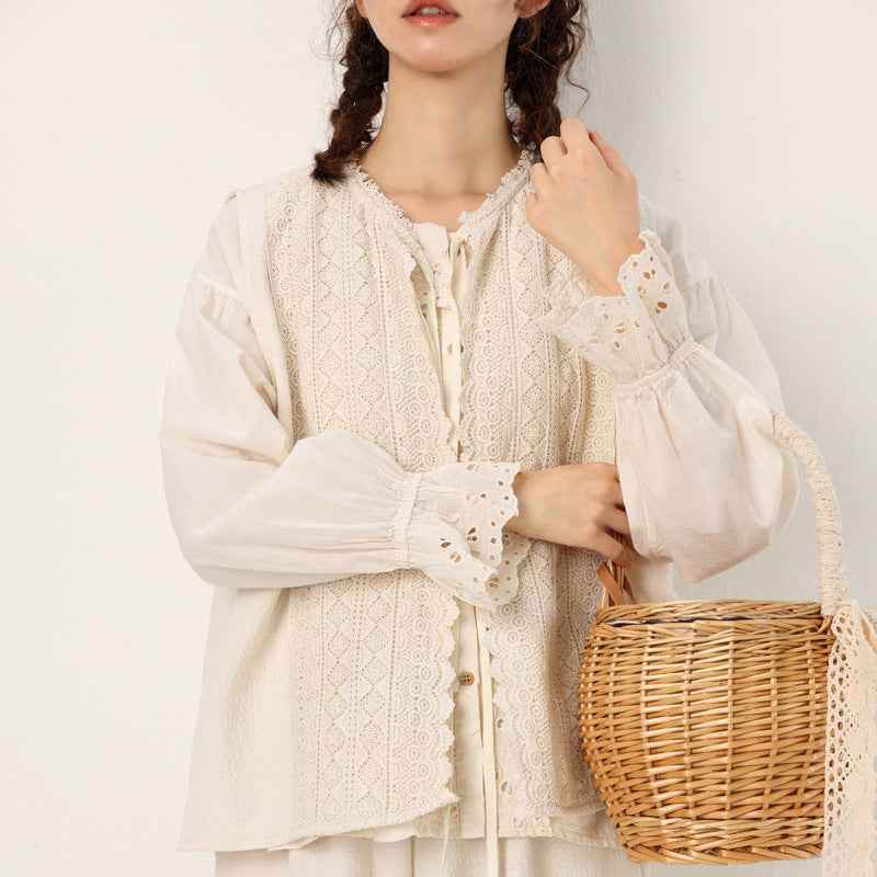 Lace-up Outer Cotton And Linen Waistcoat Vest For Women MuddyStock