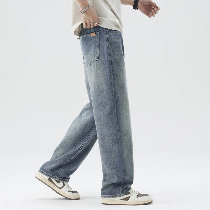 Retro Nostalgic Straight Jeans For Men Spring And Summer Light Blue MuddyStock