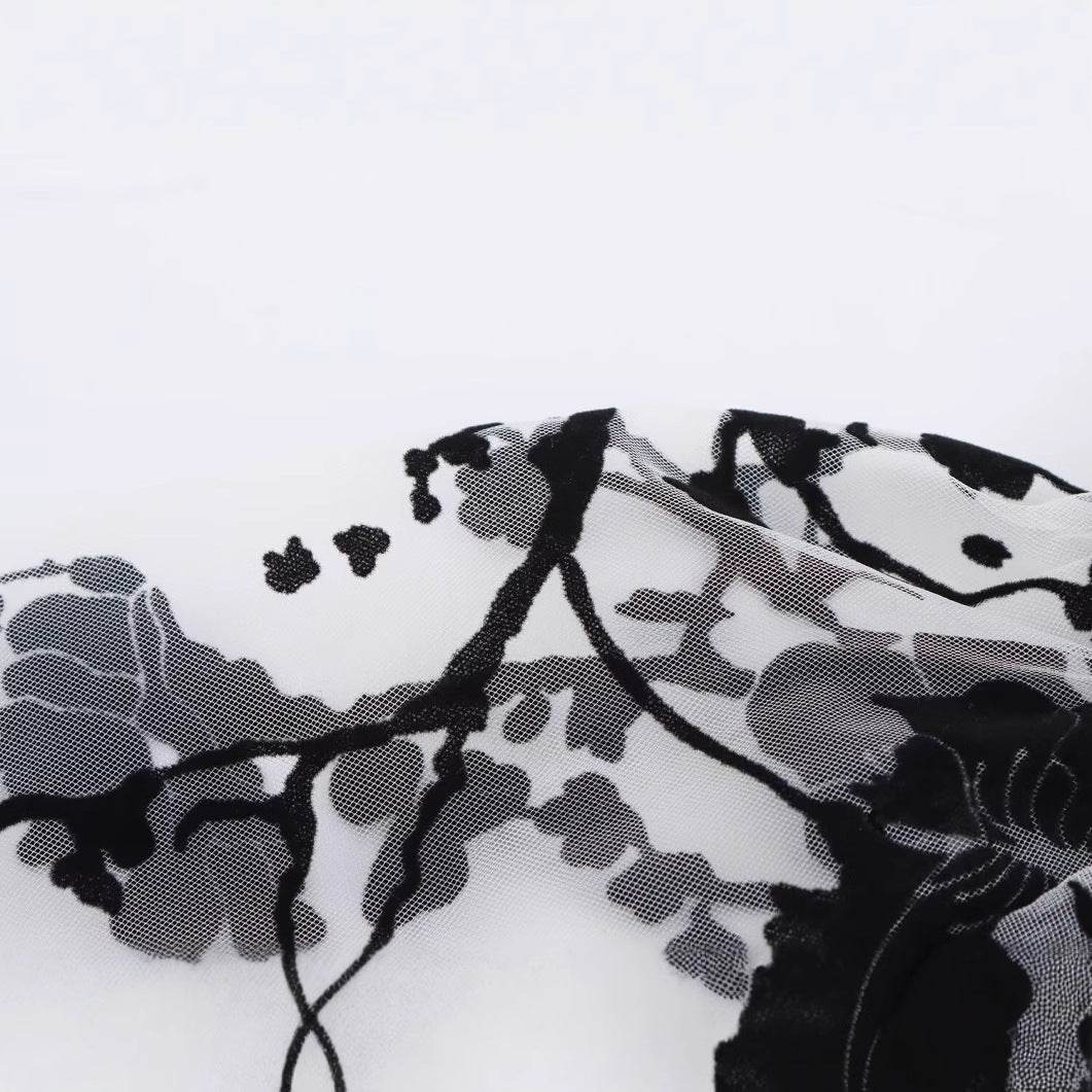 Lace collar printed long sleeved top for women | MuddyStock Originals MuddyStock