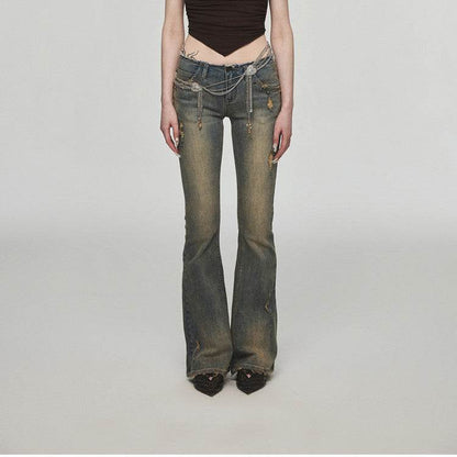 Vintage Washed Distressed Straight Leg Jeans MuddyStock