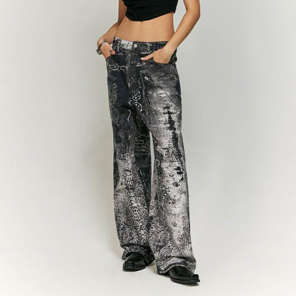 Vintage Paisley Jeans Straight-leg Pants For Men And Women MuddyStock