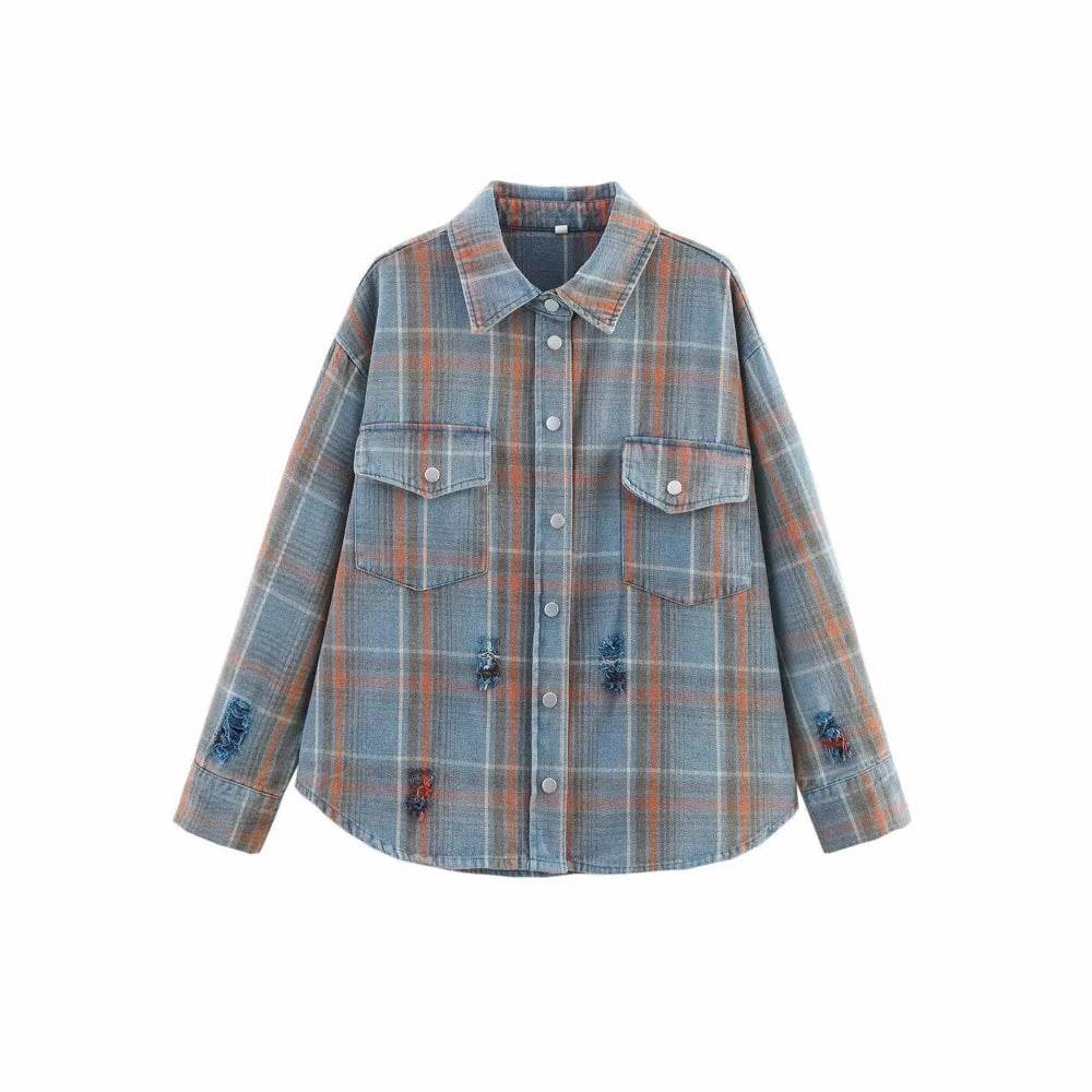 Casual collar long sleeved checkered pocket shirt for men and women | MuddyStock Originals MuddyStock