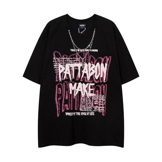 Streetwear Bubble Letter Print Short Sleeve T-Shirt for Women | MuddyStock Originals MuddyStock