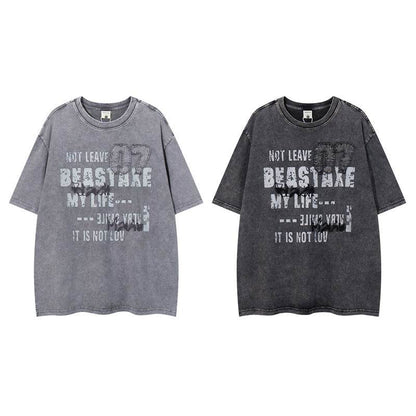 Washed Vintage Black Short Sleeve T-Shirt For Men And Women MuddyStock