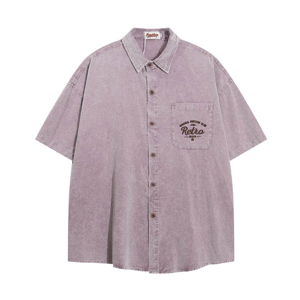 Letter Pocket Embroidered Casual Shirt For Men Purple MuddyStock