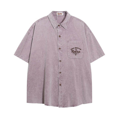 Letter Pocket Embroidered Casual Shirt For Men Purple MuddyStock