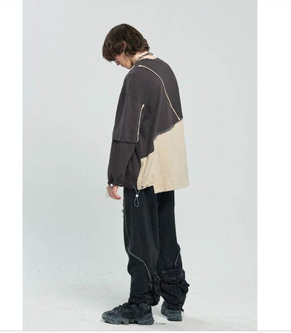 Contrasting color long-sleeve hooded sweatshirt For Men MuddyStock