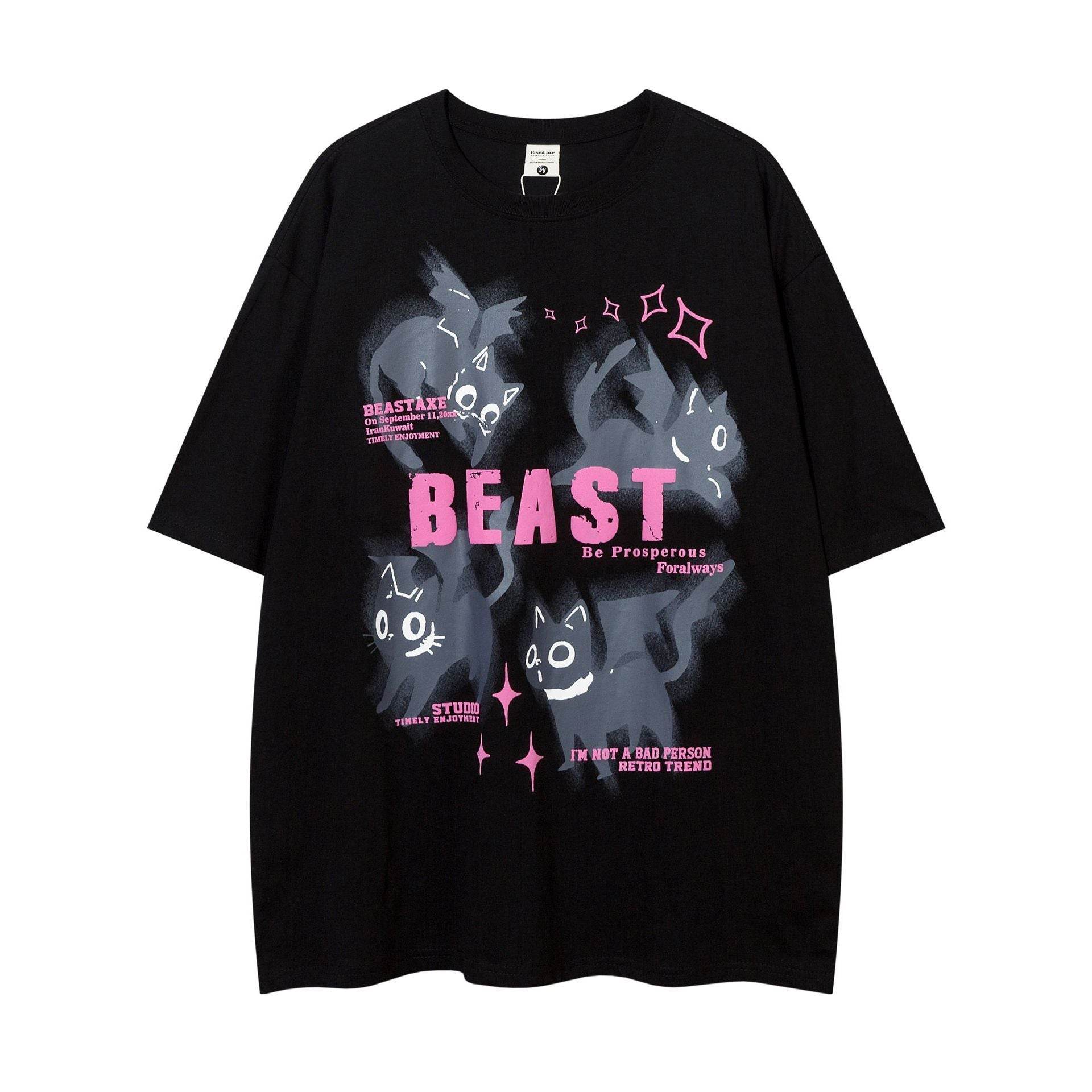 Kitten Loose Casual Short-sleeved T-shirt For Men And Women MuddyStock