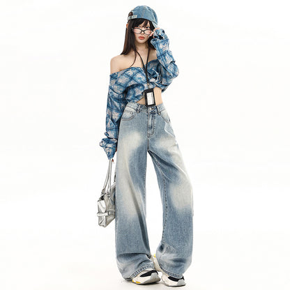 Wide-Leg Loose Drape Straight Jeans For Women | MuddyStock Originals