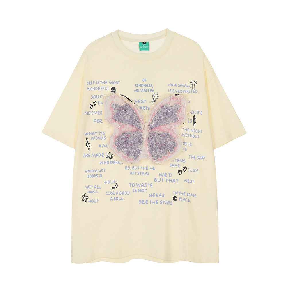 Butterfly Patch Casual Short-sleeved T-shirt For Men