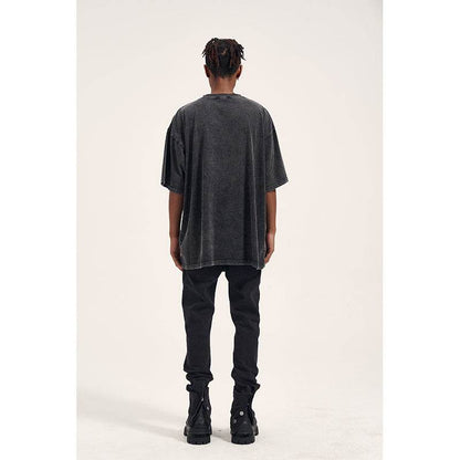 Vintage High Street Washed Old Bone Print Oversized Men's T-Shirt MuddyStock