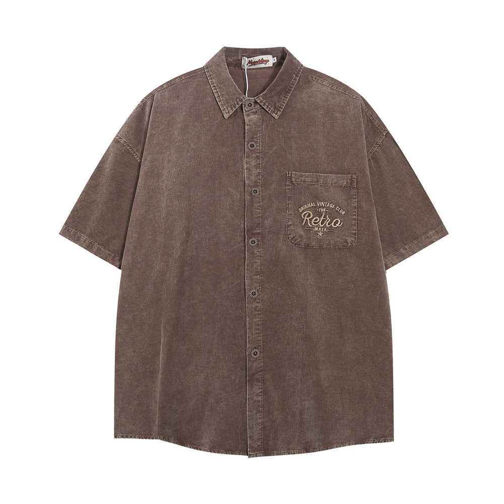 Letter Pocket Embroidered Casual Shirt For Men MuddyStock
