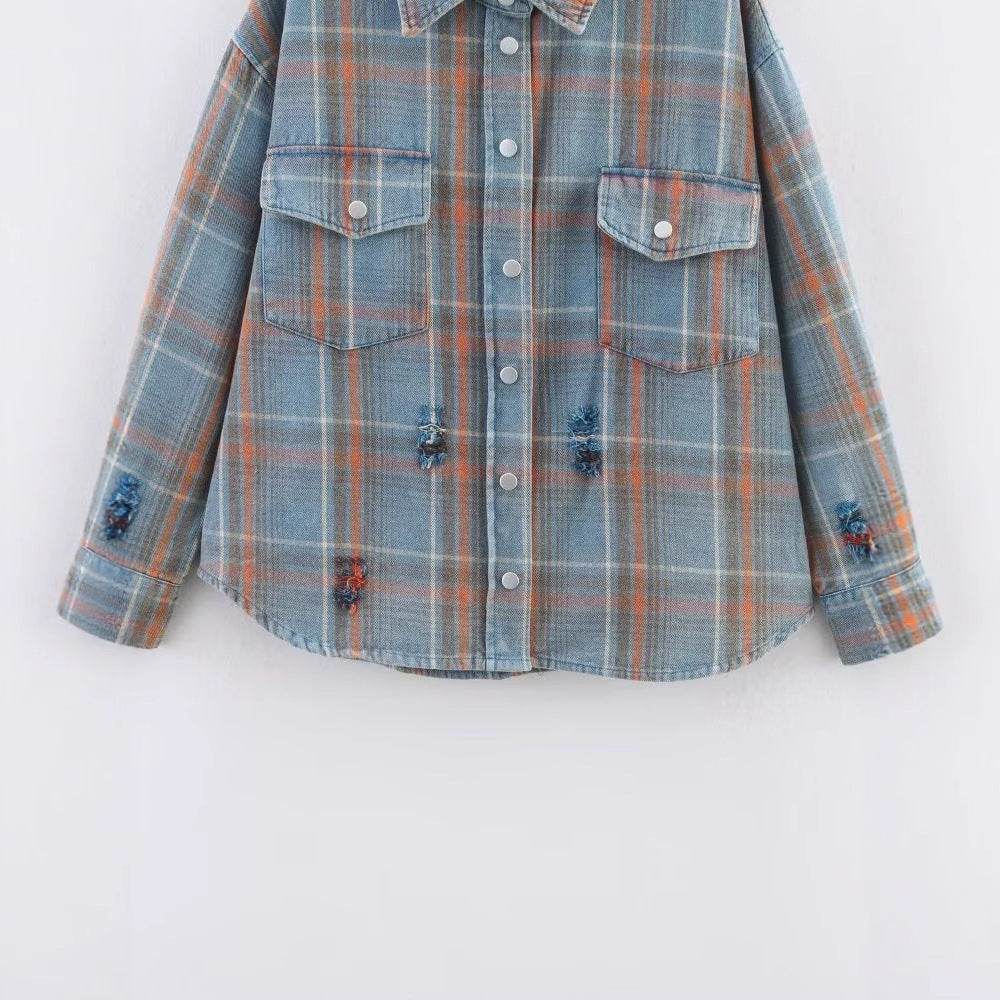 Casual collar long sleeved checkered pocket shirt for men and women | MuddyStock Originals MuddyStock