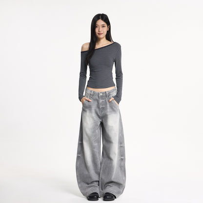 Wide Leg Oversized Knife Cut Jeans For Women | MuddyStock Originals