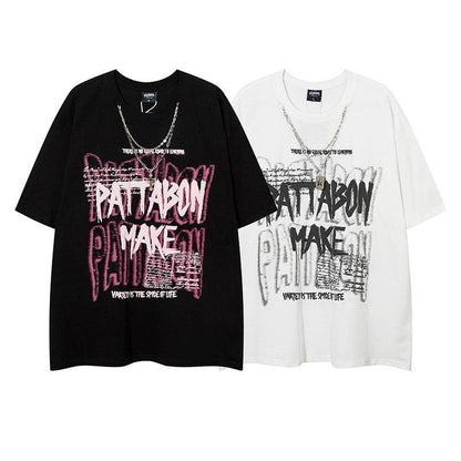 Streetwear Bubble Letter Print Short Sleeve T-Shirt for Women | MuddyStock Originals MuddyStock