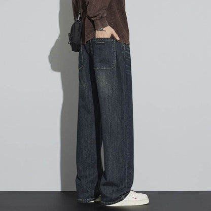 Retro Nostalgic Straight Jeans For Men Cement Gray MuddyStock