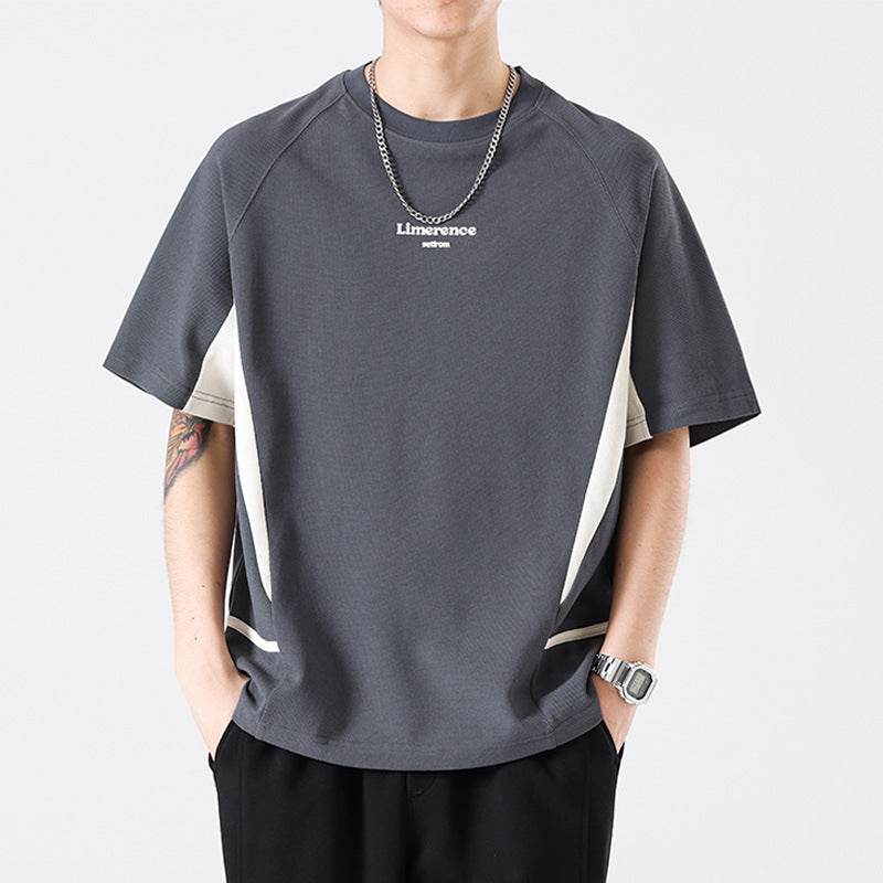 Fashion Men's Sports All-match Half Sleeve T-shirt Gray MuddyStock