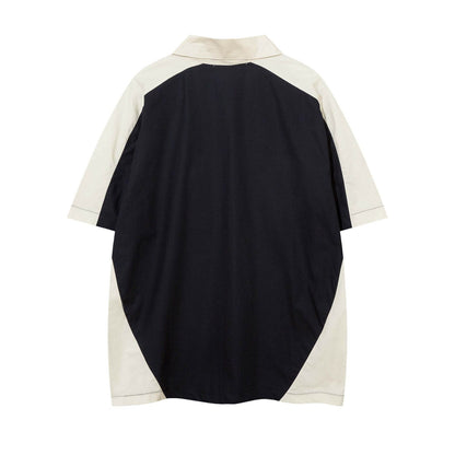 High Street Matching Letters Printing Lapel Short Sleeve Shirt For Men MuddyStock