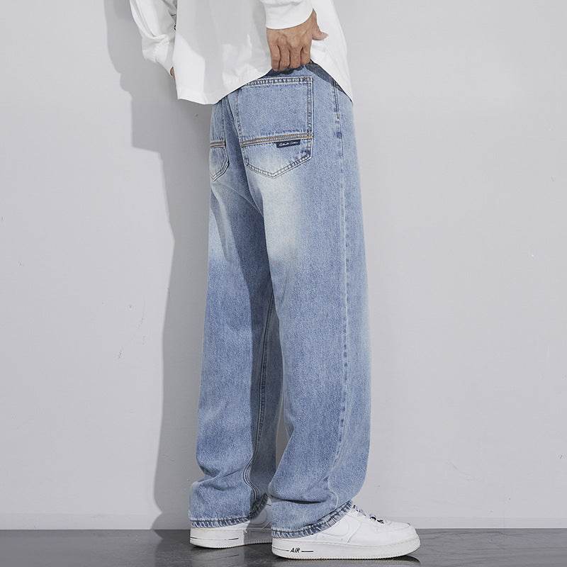 Retro Nostalgic Straight Jeans For Men Light Blue Spring And Summer MuddyStock