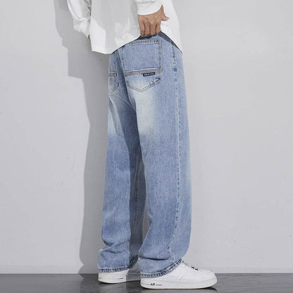 Retro Nostalgic Straight Jeans For Men Light Blue Spring And Summer MuddyStock