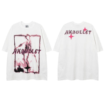 Abstract Graffiti Printing Short Sleeve Women MuddyStock