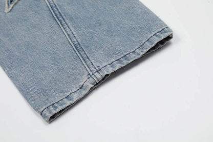 Street Trend Patch Pentagram Cat Whisker Embroidered Jeans Women MuddyStock