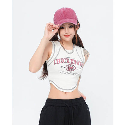 Retro Distressed Printed Short Top For Women MuddyStock