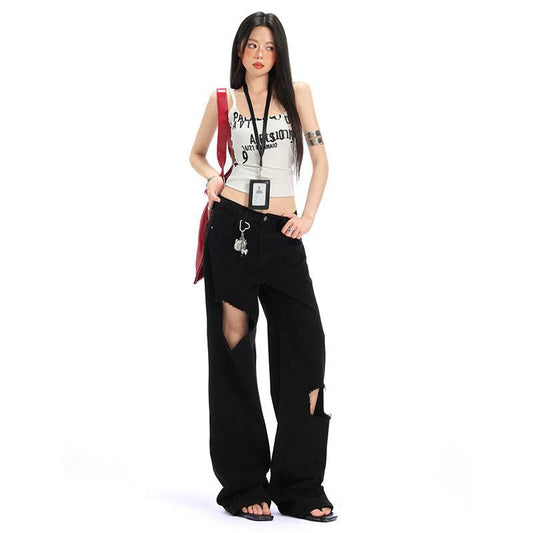 Hole Black Denim Pants For Women | MuddyStock Originals MuddyStock