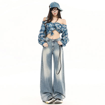 Wide-Leg Loose Drape Straight Jeans For Women | MuddyStock Originals