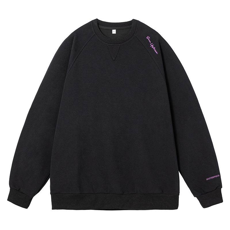 Round neck hoodie men's American letter embroidered | MuddyStock Originals Black MuddyStock