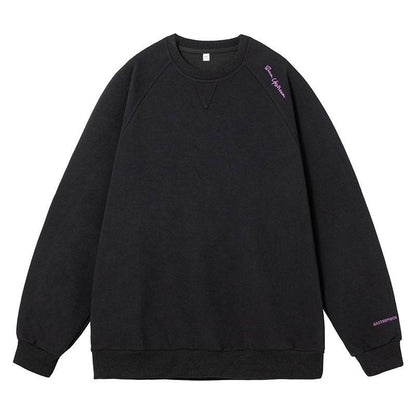 Round neck hoodie men's American letter embroidered | MuddyStock Originals Black MuddyStock