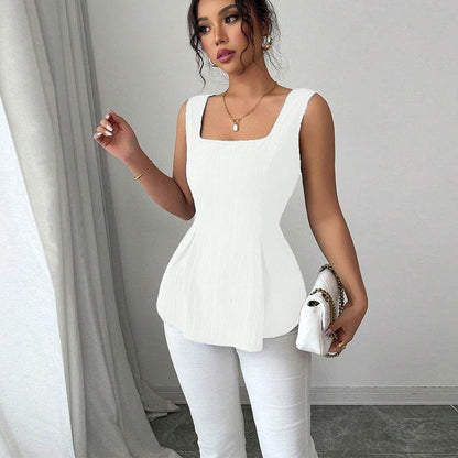Sleeveless camisole drawstring top slim fit pullover for women | MuddyStock Originals White MuddyStock