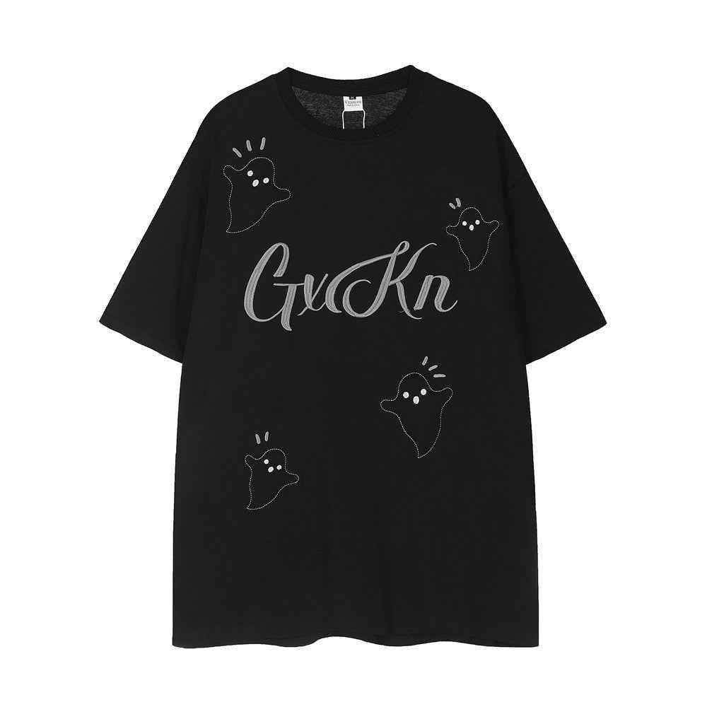 Little Devil Embroidered Casual Short Sleeve T-shirt For Men And Women MuddyStock