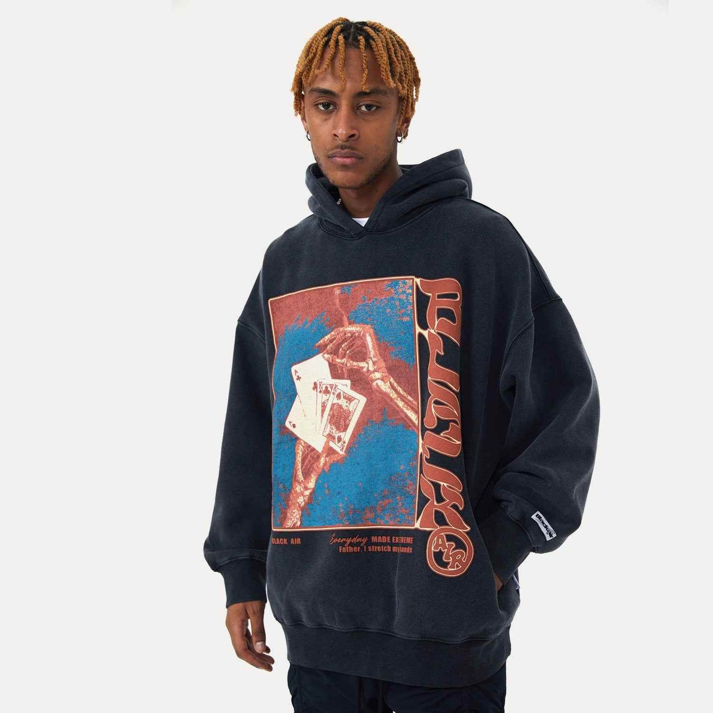Street Retro Poker Printed Hoodie For Men MuddyStock