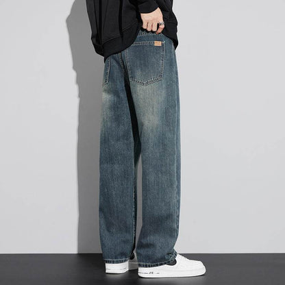 Retro Nostalgic Straight Jeans For Men Retro Blue MuddyStock