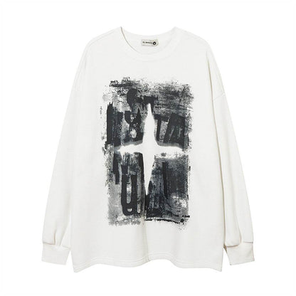 Round Neck Fleece-lined Sweatshirt For Women White MuddyStock