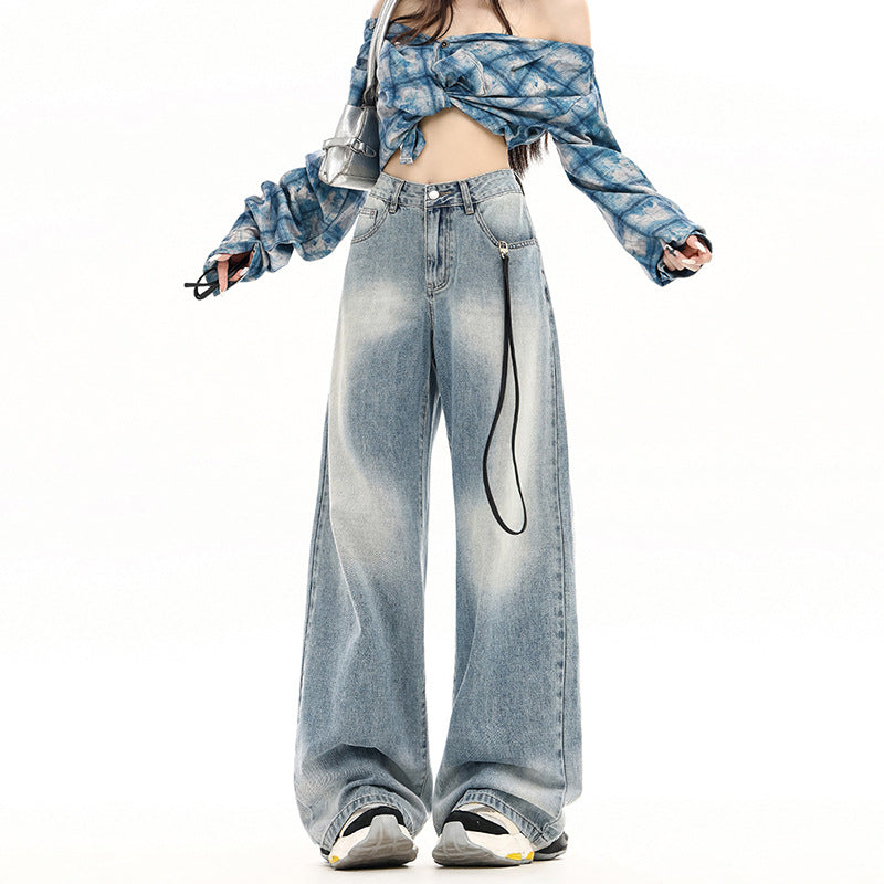 Wide-Leg Loose Drape Straight Jeans For Women | MuddyStock Originals