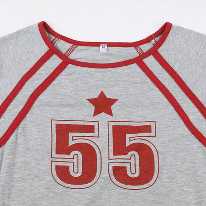 Women's Personalized Color Contrast Printed T-shirt MuddyStock